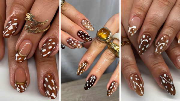 Deer Print Nails Are the Cozy Manicure Taking Over This Fall